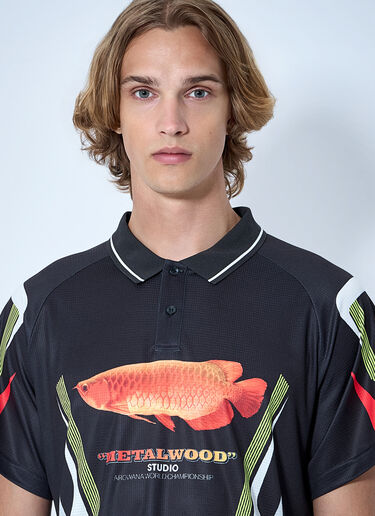 LN-CC® - Metalwood: Arowana Sport Polo Shirt - Black Metalwood Arowana Sport Polo Shirt Black met0164016