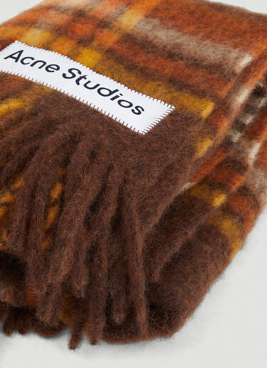 Acne Studios 格纹羊毛徽标围巾 棕 acn0346024