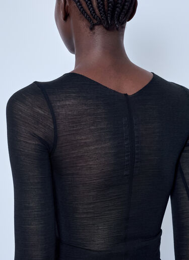 LN-CC® - Rick Owens: Long Sleeve Wool Silk Tee - Black Rick Owens Long Sleeve Wool Silk Tee Black ric0266009