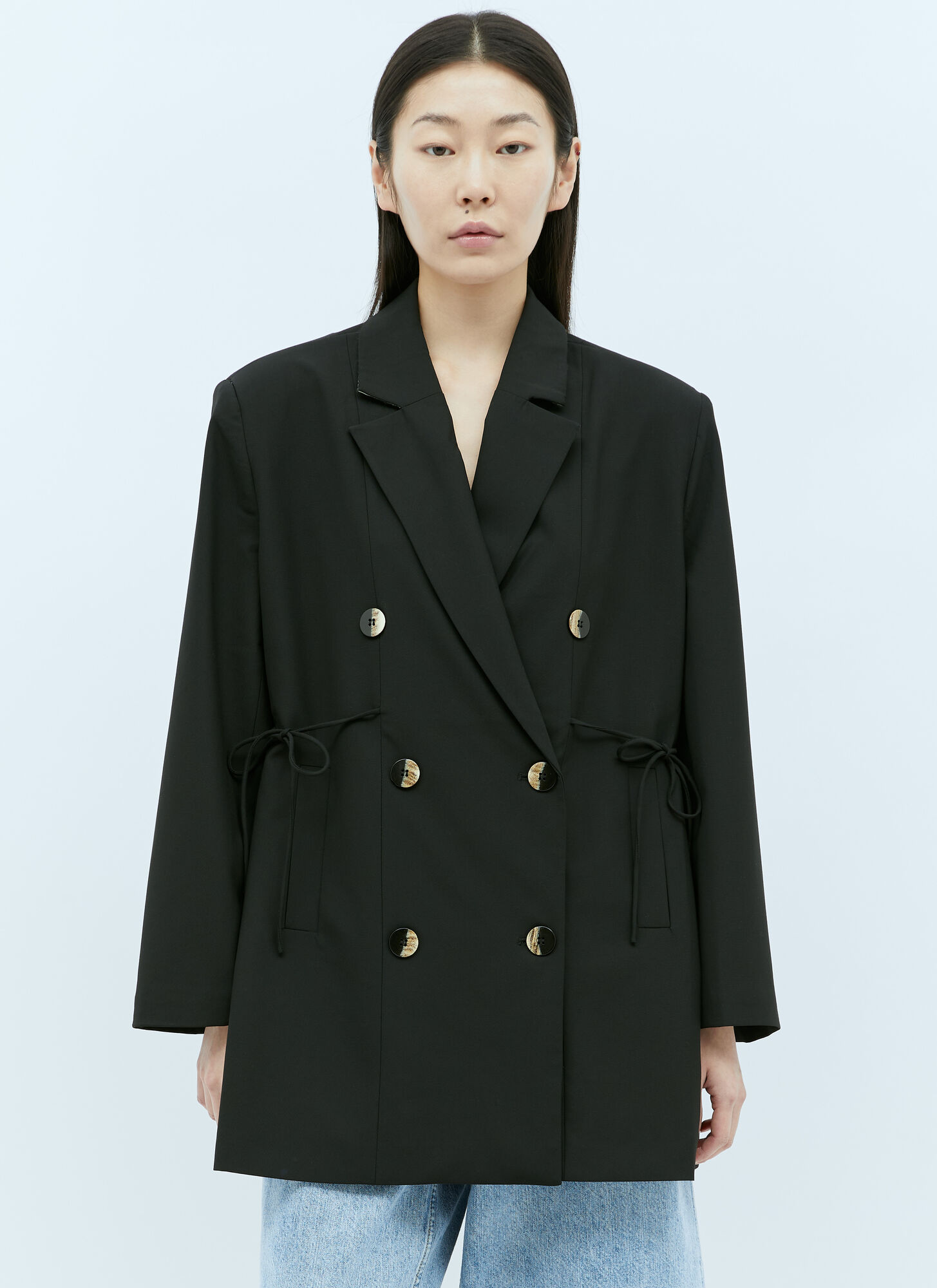 Ganni Drapey Melange Oversized Blazer In Black | ModeSens