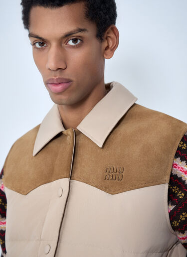 Padded Suede Yoke Vest Miu Miu Padded Suede Yoke Vest Beige miu0164004