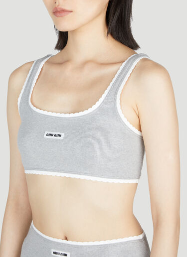 Logo Rib Crop Top Miu Miu Logo Rib Crop Top Grey miu0254028
