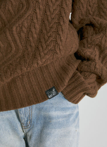 Martine Rose Wool Cable Knit Sweater Brown mtr0253008