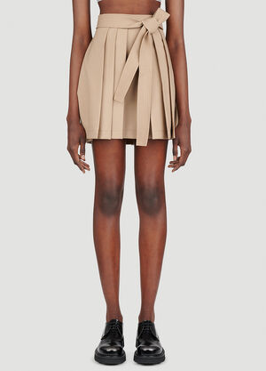 Aya Muse Pleated Wool Mini Skirt Brown aym0255005