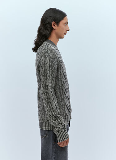 K-Epano Washed Cable Knit Cardigan Diesel K-Epano Washed Cable Knit Cardigan Dark Grey dsl0154020