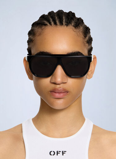 LN-CC® - Off-White: Earth Dark Grey Lens Sunglasses - Black Off-White Earth Dark Grey Lens Sunglasses Black ofw0364479