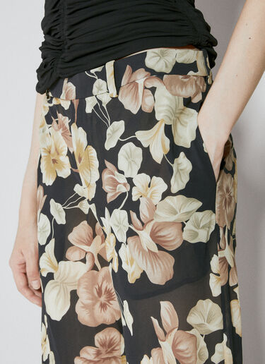 Semi-Sheer Floral Print Pants Saint Laurent Semi-Sheer Floral Print Pants Black sla0253012