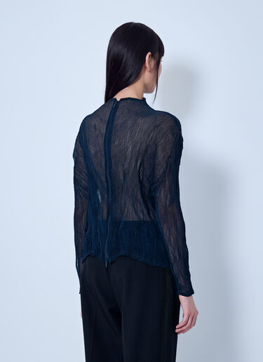 LN-CC® - Issey Miyake: Sheer Long Sleeve Top - Navy Issey Miyake Sheer Long Sleeve Top Navy ism0265008