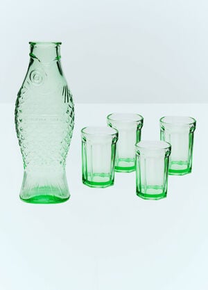 Serax Fish and Fish Carafe And Glasses Set Green wps0691669