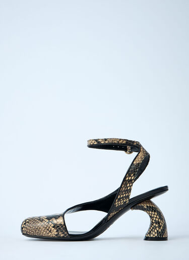 Dries Van Noten Snakeskin-Embossed Slingback Heels Beige dvn0259009