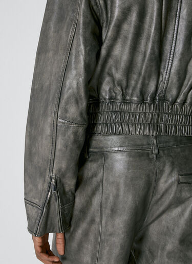 Han Kjøbenhavn Washed Leather Cropped Bomber Jacket Black han0353001