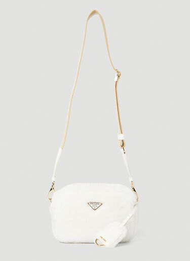 Prada Shearling Shoulder Bag White pra0251020