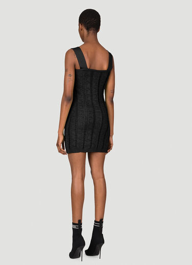 Balmain Monogram Mesh Knit Mini Dress Black bln0253011