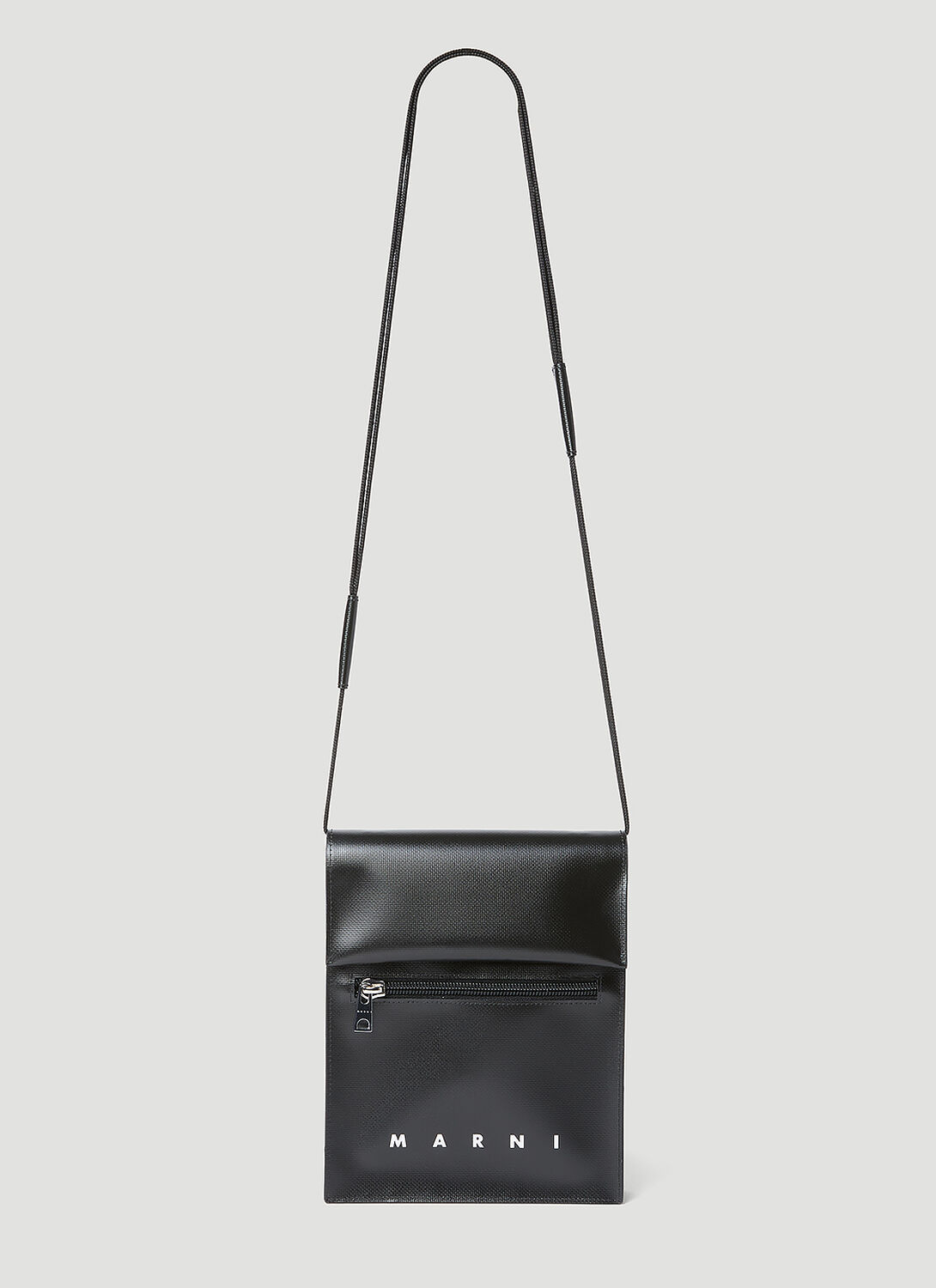 Shop Marni Shoelace Strap Crossbody Bag In Black
