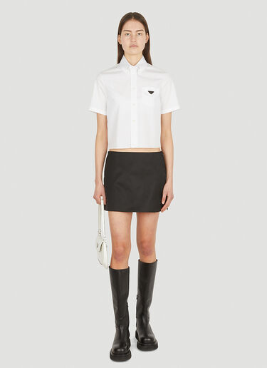 Prada 徽标铭牌短款衬衫 白色 pra0252003