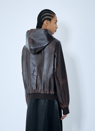 Prada Leather Hooded Jacket Brown pra0360001