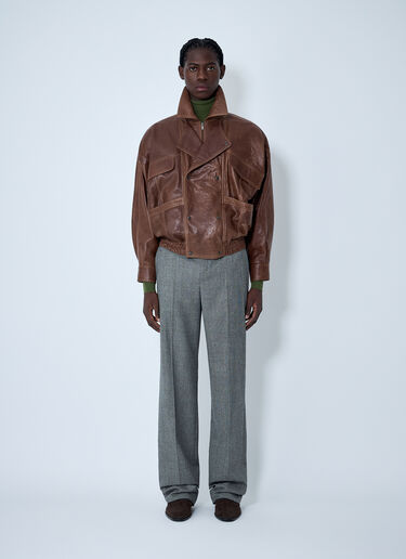 Double Breasted Leather Jacket Saint Laurent Double Breasted Leather Jacket Brown sla0162027