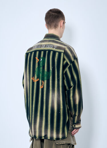 Maison Mihara Yasuhiro Vintage-Like Striped Shirt Green mmy0158003