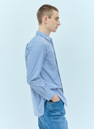 Comme Des Garçons PLAY Logo Patch Striped Shirt Blue cpl0355020