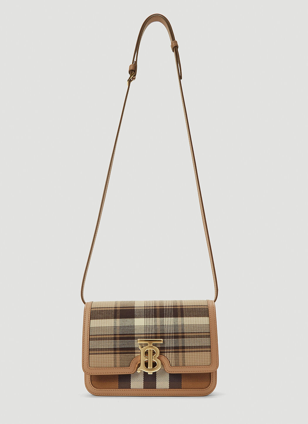 Burberry TB Tartan Small Shoulder Bag in Beige LN CC