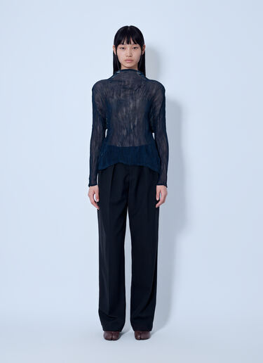 LN-CC® - Issey Miyake: Sheer Long Sleeve Top - Navy Issey Miyake Sheer Long Sleeve Top Navy ism0265008