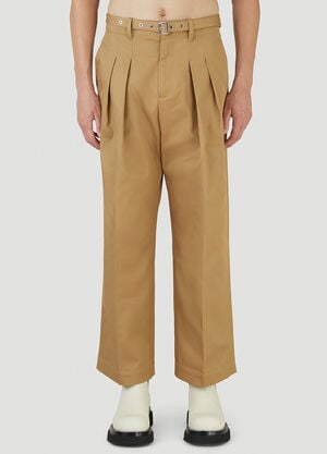 JW Anderson Belted Pleated Crop Pants Beige jwa0146014