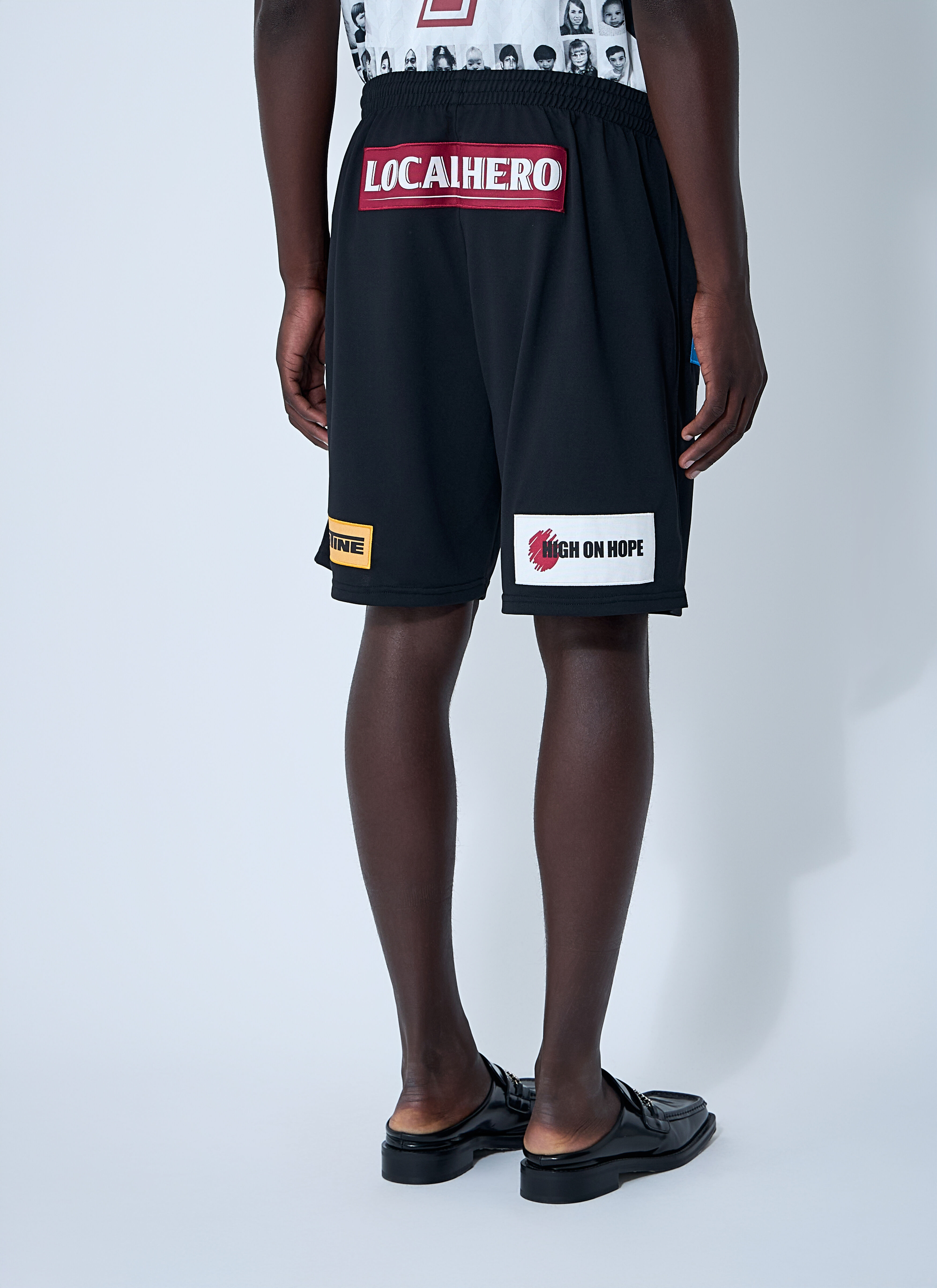 Martine Rose Men's' Logo Motif Football Shorts in Black | LN-CC®