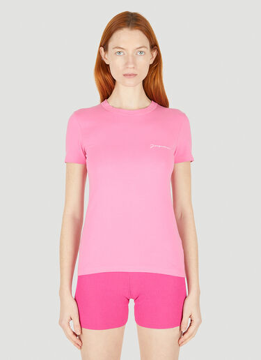 Jacquemus Logo Embroidery T-Shirt Pink jac0248034