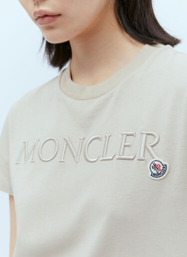 Moncler 로고 자수 티셔츠 베이지 mon0256020
