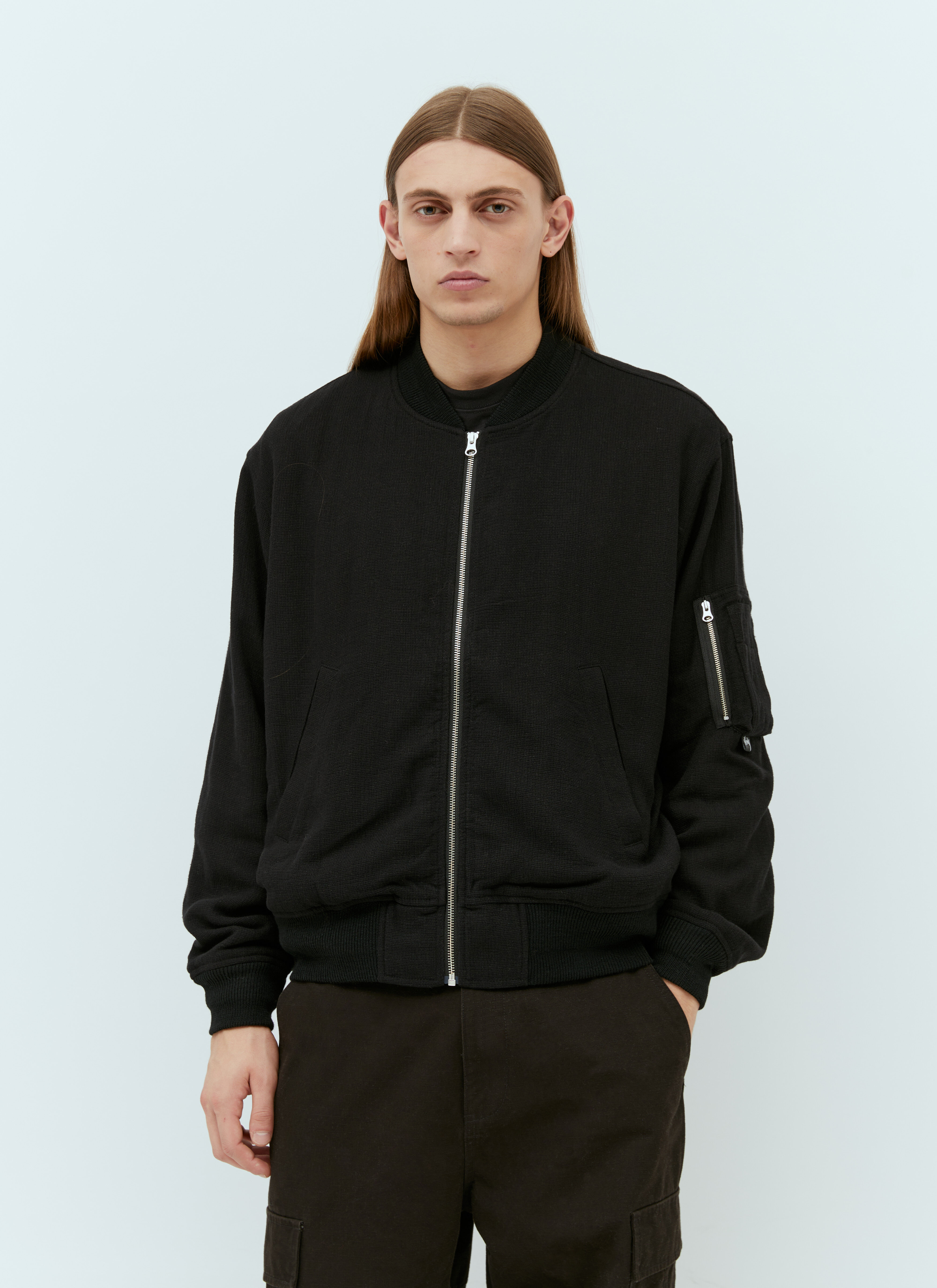 Bomber jacket with hotsell zip on sleeve