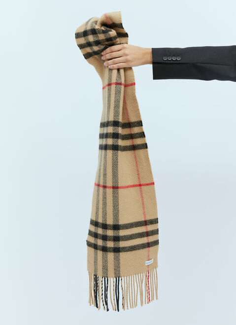 Gucci Check Wool Cashmere Scarf Beige guc0255114