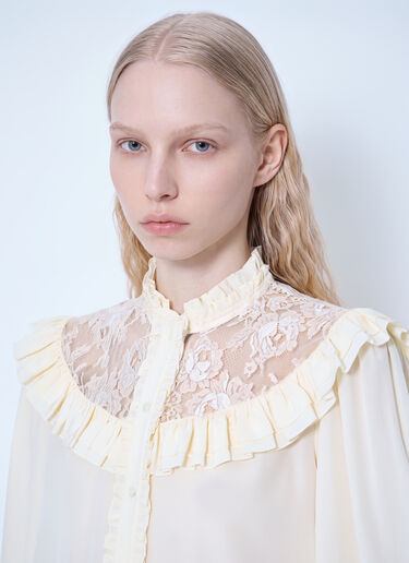 LN-CC® - Chloé: Ruched And Lace Detail Shirt - Beige Chloé Ruched And Lace Detail Shirt Beige chl0265012