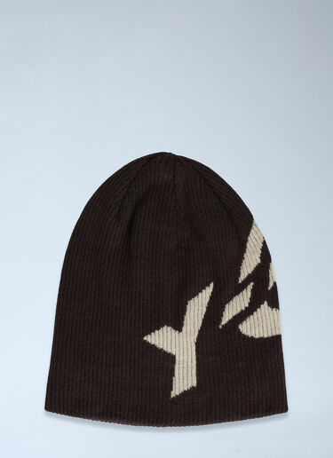 LN-CC® - Y-3: Graphic Logo Beanie Hat - Brown Y-3 Graphic Logo Beanie Hat Brown yyy0365004