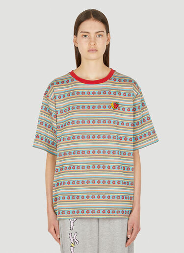 Sky High Farm Workwear 花卉条纹T恤 红 skh0350003