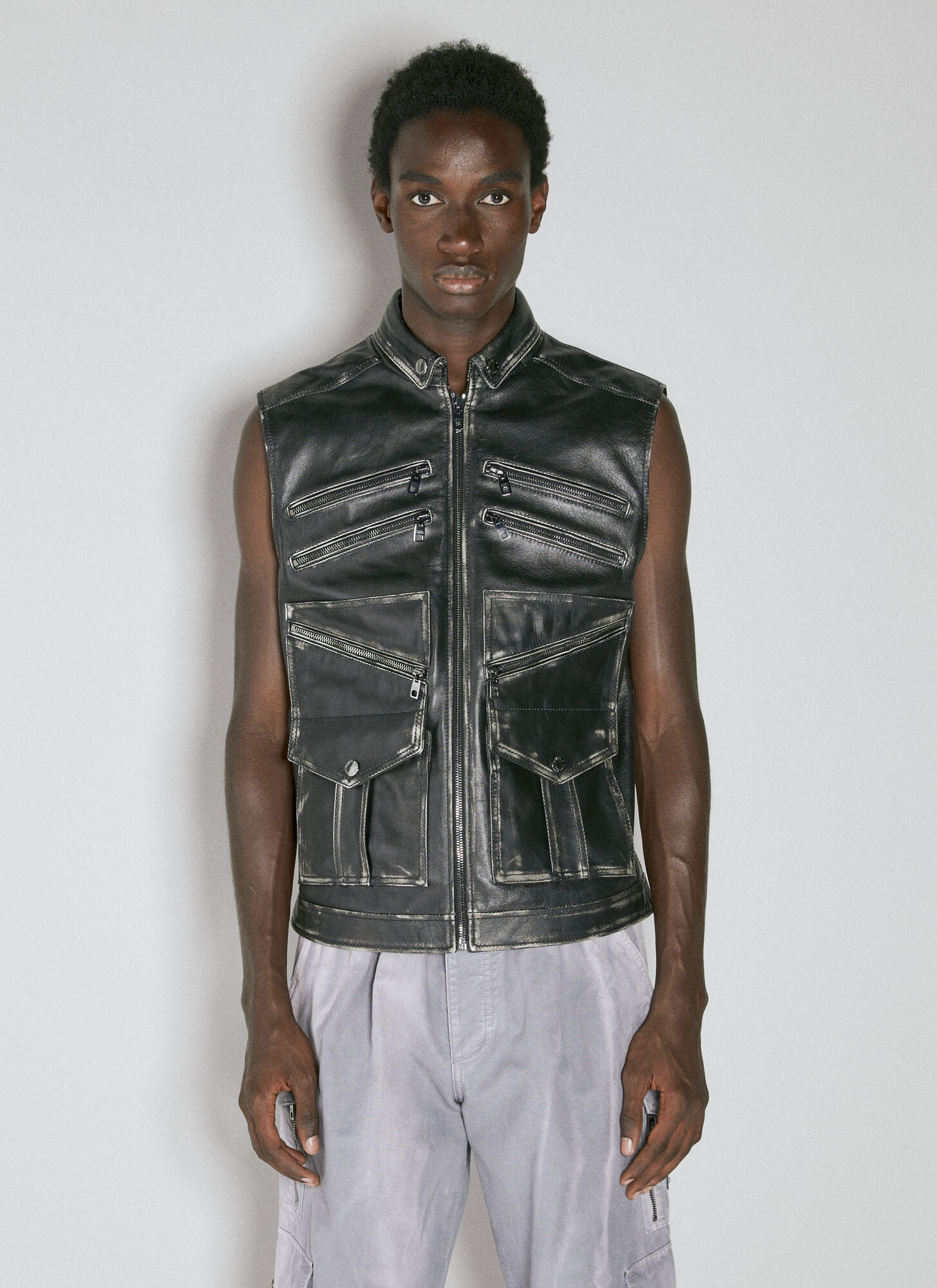Shop Dolce & Gabbana Leather Biker Vest In Black