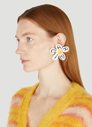Marni Oversized Painted Flower Earrings White mni0248059