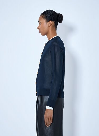 LN-CC® - Bottega Veneta: Silk Double Knit Cardigan - Navy Bottega Veneta Silk Double Knit Cardigan Navy bov0265062