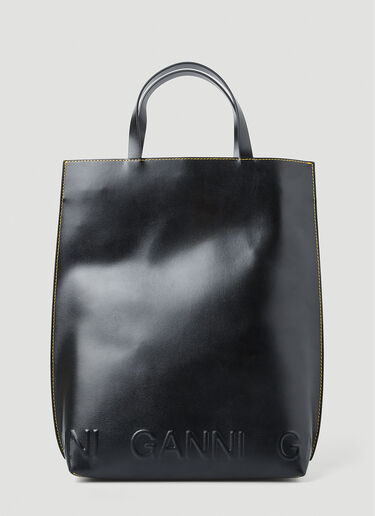 GANNI Banner Medium Tote Bag Black gan0251100