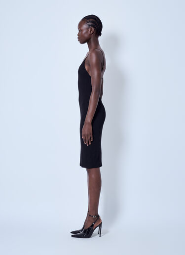 LN-CC® - Saint Laurent: Strappy Midi Dress - Black Saint Laurent Strappy Midi Dress Black sla0264038