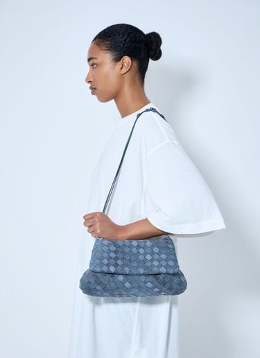 LN-CC® - Bottega Veneta: Giorno Suede Shoulder Bag - Grey Bottega Veneta Giorno Suede Shoulder Bag Grey bov0264031