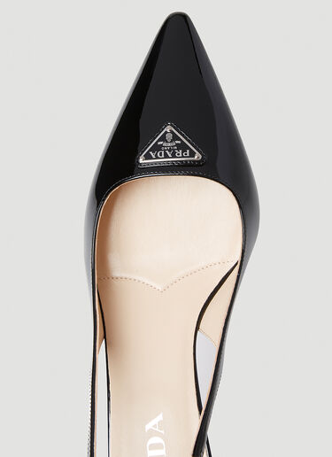 Prada Patent Slingback Kitten Heels Black pra0253008