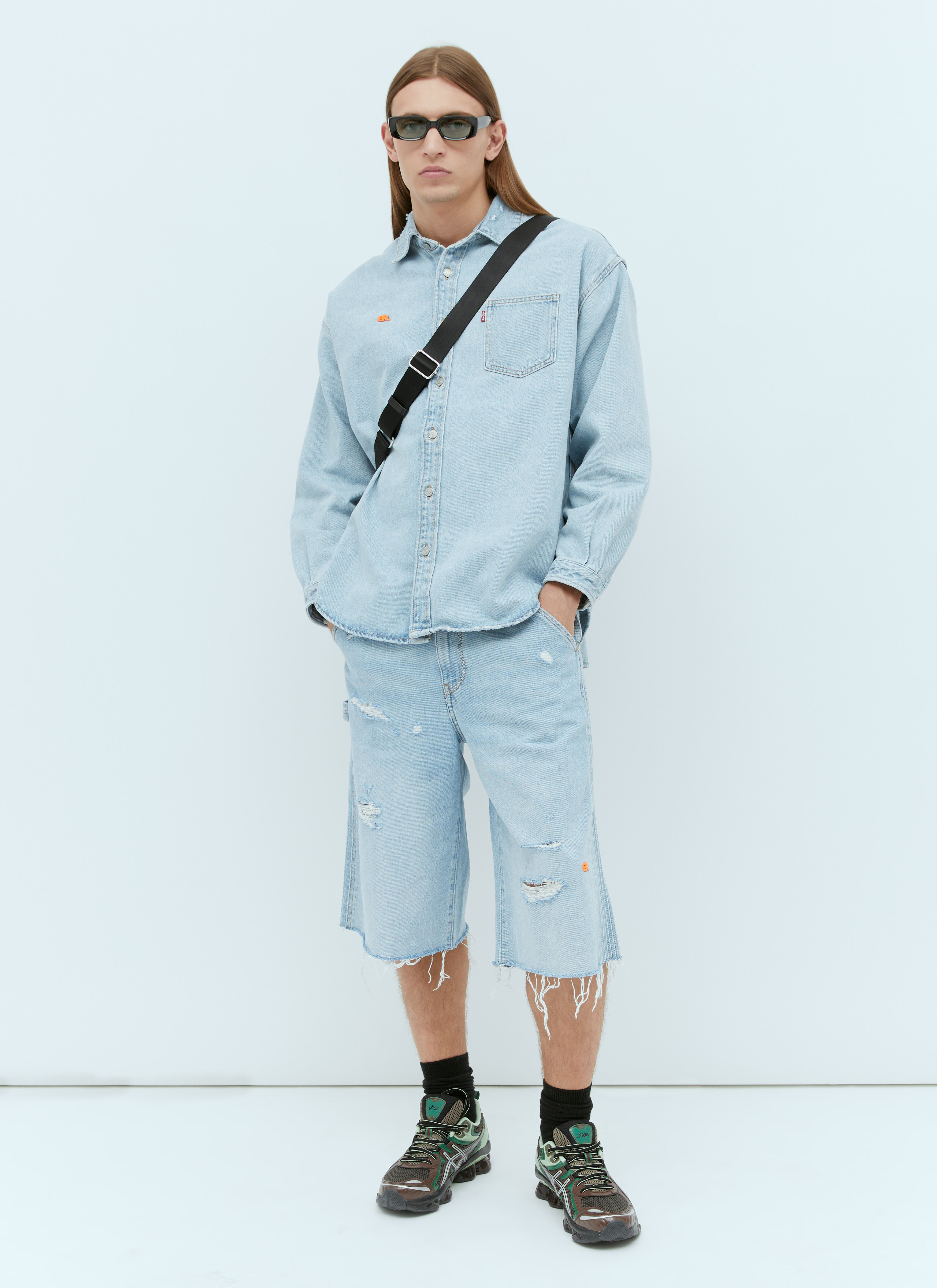 ERL Men s x Levis Denim Bermuda Shorts in Blue LN CC