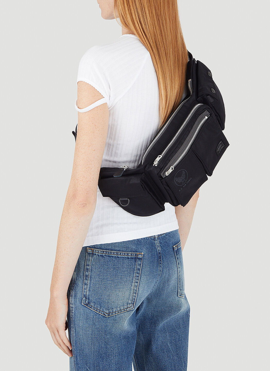 Off white black on sale denim waist bag
