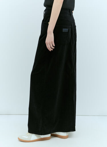 GANNI Washed Corduroy Maxi Skirt Black gan0255012