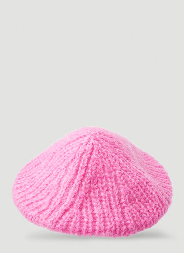 GANNI Brushed Knit Beret Pink gan0251073