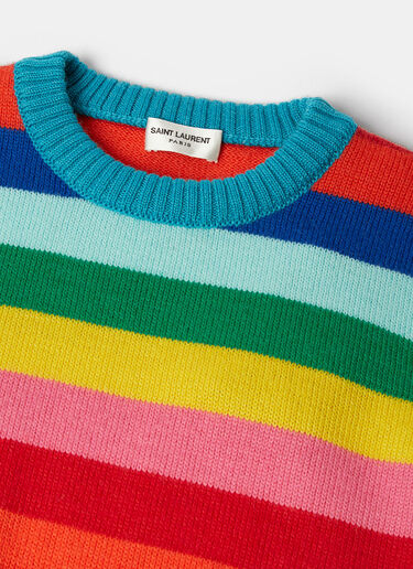 Saint Laurent Multicolour Striped Crew Neck Sweater Blue sla0227043