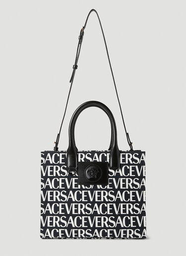 Versace 徽标印花托特包 黑色 vrs0251042