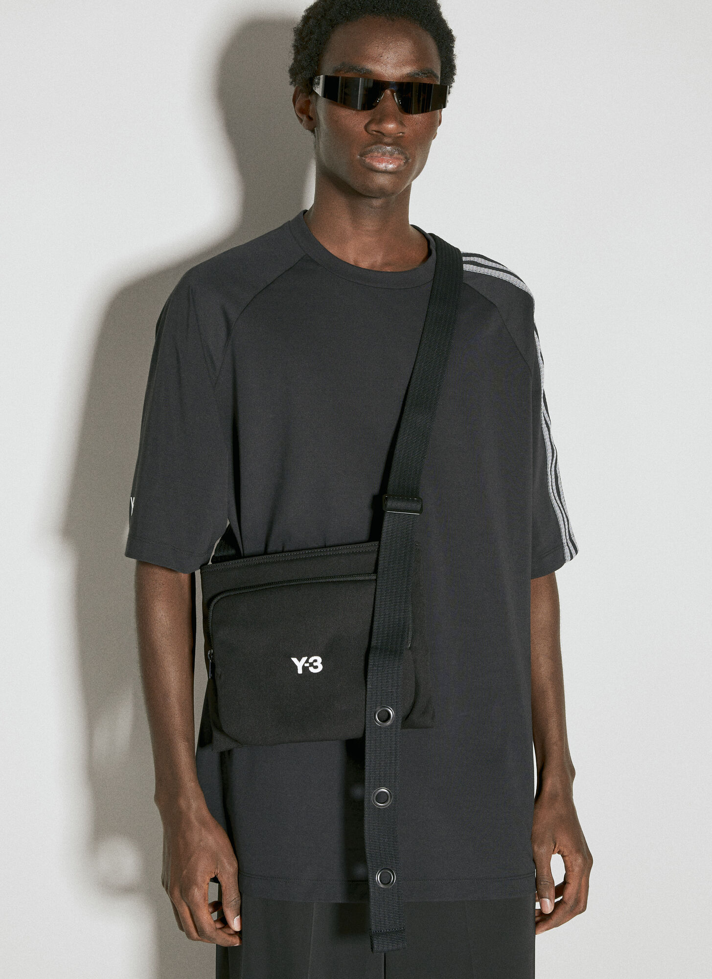Shop Y-3 Logo Embroidery Crossbody Bag In Black