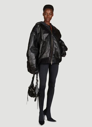 Balenciaga DIY Metal Hooded Bomber Jacket Black bal0255029
