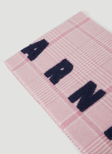 Marni Checked Wool Scarf Pink mni0255040